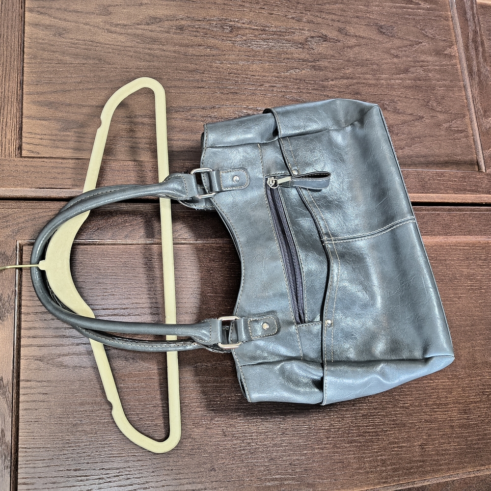 Rosetti Gray Tote Bag with Suede Finish and Dual Straps